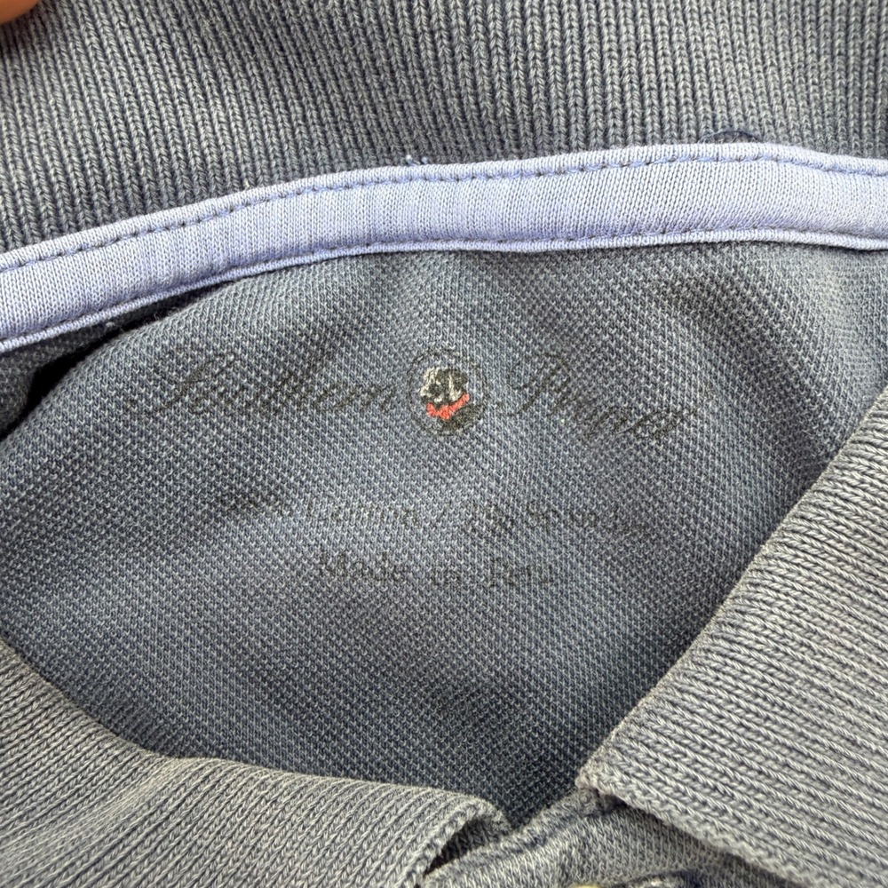 Southern Proper Mens Polo Shirt L Blue Cotton Blend Stretch Pique Short Sleeve - Picture 9 of 10